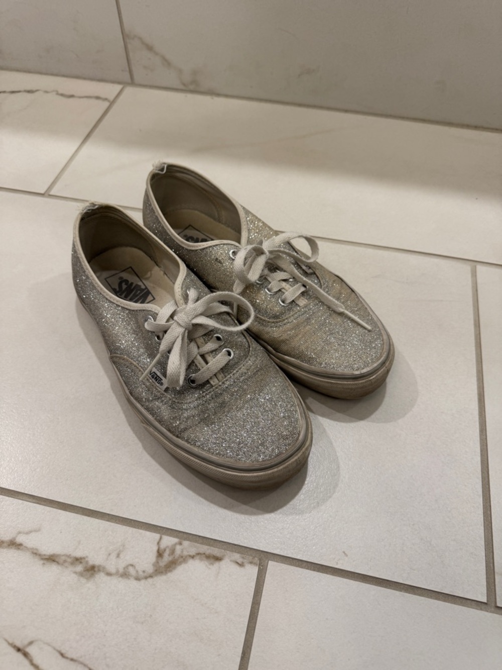 Silver Glitter Vans